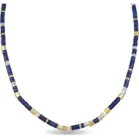 Luxenter Halskette aus 925er Sterlingsilber mit natürlichem Lapislazuli in 18K Gelbgold - Ihun