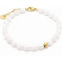 Luxenter Weißes Perlenarmband aus 18K Gelbgold - Unwe