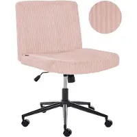 Beliani Schreibtischstuhl Pastellrosa Cord Gepolstert Drehbar Höhenverstellbar mit Wippfunktion ohne Armlehnen Moderner Bürostuhl Drehstuhl Homeoffice