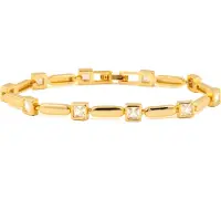 Luxenter Armband mit funkelnden Zirkonia-Steinen, 18 Karat Gelbgold-Finish – Aslion