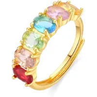 Luxenter Ring mit mehrfarbigen Zirkonia-Steinen, 18 Karat Gelbgold-Finish – Draghi