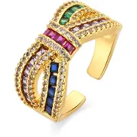 Luxenter -Ring aus Metalllegierung und mehrfarbigem Zirkonia, gefertigt in 18-karat-Gelbgold - Alnis