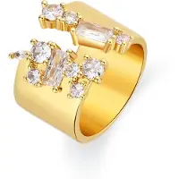 Luxenter -Ring aus brillantem Metall und Zirkonia-Legierung, gefertigt in 18-karat-Gelbgold – Legin