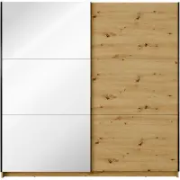 Masseno Schiebetürenschrank ODRIK 200,6/207/55,3cm 2-türig mit Spiegel Eiche Artisan