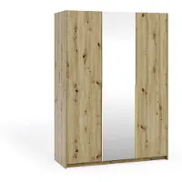Masseno Drehtürenschrank THALIA 148/204/58cm 3-türig mit Spiegel Eiche Artisan