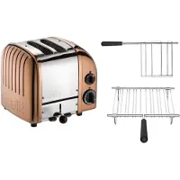Dualit Toaster Paket 2, 2er Toaster mit Brötchenaufsatz und Sandwichzange kupfer
