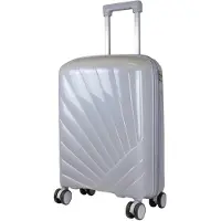 Monopol Hartschalenkoffer Handgepäck Florenz PP kleiner Reisekoffer 40L Kabinentrolley mit 4 Rollen silber