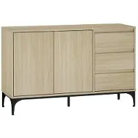 Helloshop26 Buffetkommode - - 120 cm - 2 Türen - 3 Schubladen - Eichenholzoptik