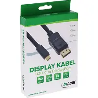 InLine USB Display Kabel, USB-C Stecker zu DisplayPort Stecker, 1m, 1 m, USB Typ-C, DisplayPort, Männlich, Männlich, Gold
