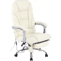 CLP Bürostuhl höhenverstellbar Pacific drehbar mit Massagefunktion 150kg belastbar | Farbe creme