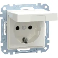 Merten Schneider Electric Schuko-Steckdose mit Klappdeckel, 2-polig+E, Berührungsschutz, Steckklemmen, System M, polarweiss glänzend, Artikelnummer ME