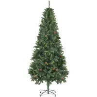 vidaXL Künstlicher Weihnachtsbaum mit Kiefernzapfen Grün 210 cm