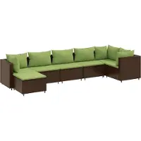 vidaXL 7-tlg. Garten-Lounge-Set mit Kissen Braun Poly Rattan