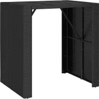 Syfax Bartisch mit Glasplatte Schwarz 105x80x110 cm Poly Rattan