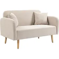 HOMCOM 2 Sitzer Sofa Couch mit 2 Wurfkissen gepolsterter Doppelsofa mit Samtopik