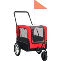 vidaXL Möbel 2-in-1 Fahrradanhänger für Hunde und Buggy Rot und Schwarz - Fahrradanhänger &13429