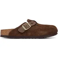 Birkenstock für Damen. 1031716 Leder-Clogs Boston Braided (Schmale Passform) dunkelbraun (38), Wohnung, Keine, Lässig