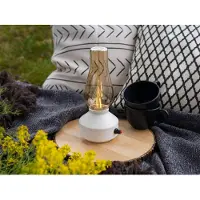Konstsmide Akku Tischlampe Weiß mit Rauchglas 24,5cm