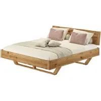 Erst-Holz Ehebett Doppelbett schwebend 200x200 Eiche massiv geölt mit Zubehör V-60.89-20ohne Zubehör