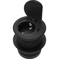ORNO Einbausteckdose GM-9040, mit 1,9 m Kabel, klappbar, Ø 70 mm, 75 mm Einbautiefe, schwarz, 1-fach Schuko & USB-C
