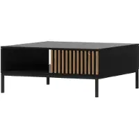 TEXTILOMANIE Couchtisch MEORATI 80x80 cm, schwarz/Eiche (handwerklich)
