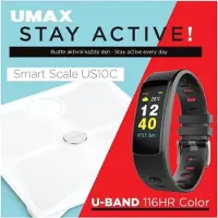 Umax Smart-Waage & Smartband Bundle für Aktivitäts- und Gesundheitsüberwachung, 14 Körperparameter, BIA, 24h Herzfrequenz, 0,96 Zoll Display, Mehrbenutzer