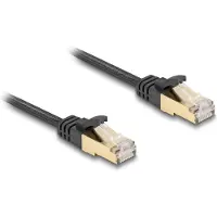 DeLOCK RJ45 Flachband Netzwerkkabel mit Geflechtmantel Cat.6A U/FTP Stecker zu Stecker 7,5 m schwarz