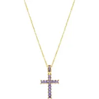 Luxenter -Halskette aus Metalllegierung und Amethystzirkonia, gefertigt in 18-karat-Gelbgold – Amku