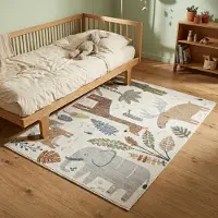 Little Olly Waschbarer Kinderteppich - Mace Animals Creme 120x170 cm