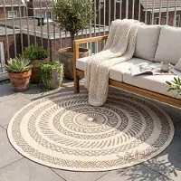 FRAAI In- & Outdoor Jute Teppich Rund - Nomad Aztec Creme Ø 100 cm