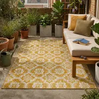 FRAAI In- & Outdoor Teppich - Rio Flower Gelb 160x230cm