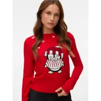 Vero Moda Weihnachtspullover "VMCUTE LS O-NECK PULLOVER XMAS BOX" aus Polyacryl, modischer Fit, gemustertes Design, pflegeleicht