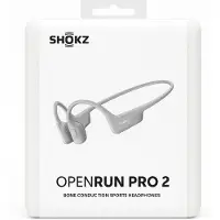 Shokz OpenRun Pro 2 Silver – Kabellose Sportkopfhörer mit offenem Ohrdesign, Bluetooth, tiefer Bass, schweißresistent, sicherer Sitz fürs Workout