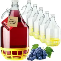 Kadax 6x Wine Carboy 5L Balloon Lady in Basket Weinflasche + Verschluss