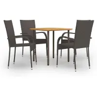 vidaXL 5-tlg. Garten-Essgruppe Poly Rattan Braun
