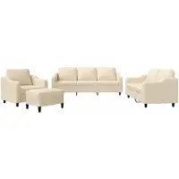 vidaXL 4-tlg. Sofagarnitur mit Kissen Creme Stoff