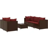 vidaXL 6-tlg. Garten-Lounge-Set mit Kissen Braun Poly Rattan