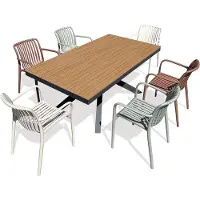 DCB Groupe 6-sitzige Garten-Essgruppe aus Aluminium – Anthrazitgrau
