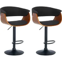 DELUKE 2er Set Barhocker BAKOT - Stoff Walnuss/schwarz 60x51x90 cm | Barstuhl Höhenverstellbar Mit Lehne Drehbar Tresenhocker Tresenstuhl Kneipenhocker