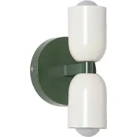 Alpinaluz TWIN Wandleuchte E27 2-flammig, Metalllampe Creme und Grün mit Up Down Beleuchtung, moderne Wandlampe für Schlafzimmer Flur Wohnzimmer