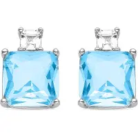 Luxenter 925 Sterling Silber Ohrringe mit rhodinierten Aquamarin-Zirkonia - Bashu