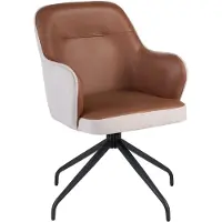 Beliani Esszimmerstuhl 2er Set Braun u. Hellbeige Stoff Gepolstert Gesteppt Drehbar mit Armlehnen Modernes Design Drehstuhl Stuhl für Esszimmer Küche