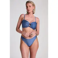 Hunkemoller Bikini Slip mit hohem Beinausschnitt Sardinia Blau