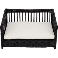 Teamson Pets Clotho Drinnen Draussen Korb-Rattan Für Katzen Oder Hunde, Bett Sofa Liege Wasserdicht mit Abnehmbarem Waschbarem Kissen Braun ST-N10006-UK
