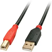 Lindy 42761, 10 m, USB A, USB B, USB 2.0, Stecker/Stecker, Schwarz, Rot