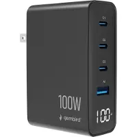 Gembird Szybka ładowarka GaN 4x USB, 100W, LCD, czarna