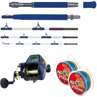 WFT Angelset Sea King 800 Shorty, 2,02 m, 200-600 g, Elektrorolle mit digitalem Schnurzählwerk für Tiefseeangeln