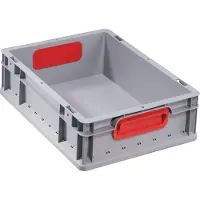 Allit EuroBox 412, 400x300x120 mm, Griffe geschlossen, grau/rot