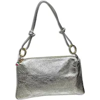 DrachenLeder Florence Damen Umhängetasche Leder Tasche metallic silber OTF861J1