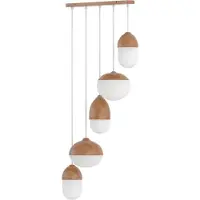 Home24 Pendelleuchte - Opalglas / Eisen - 5-flammig